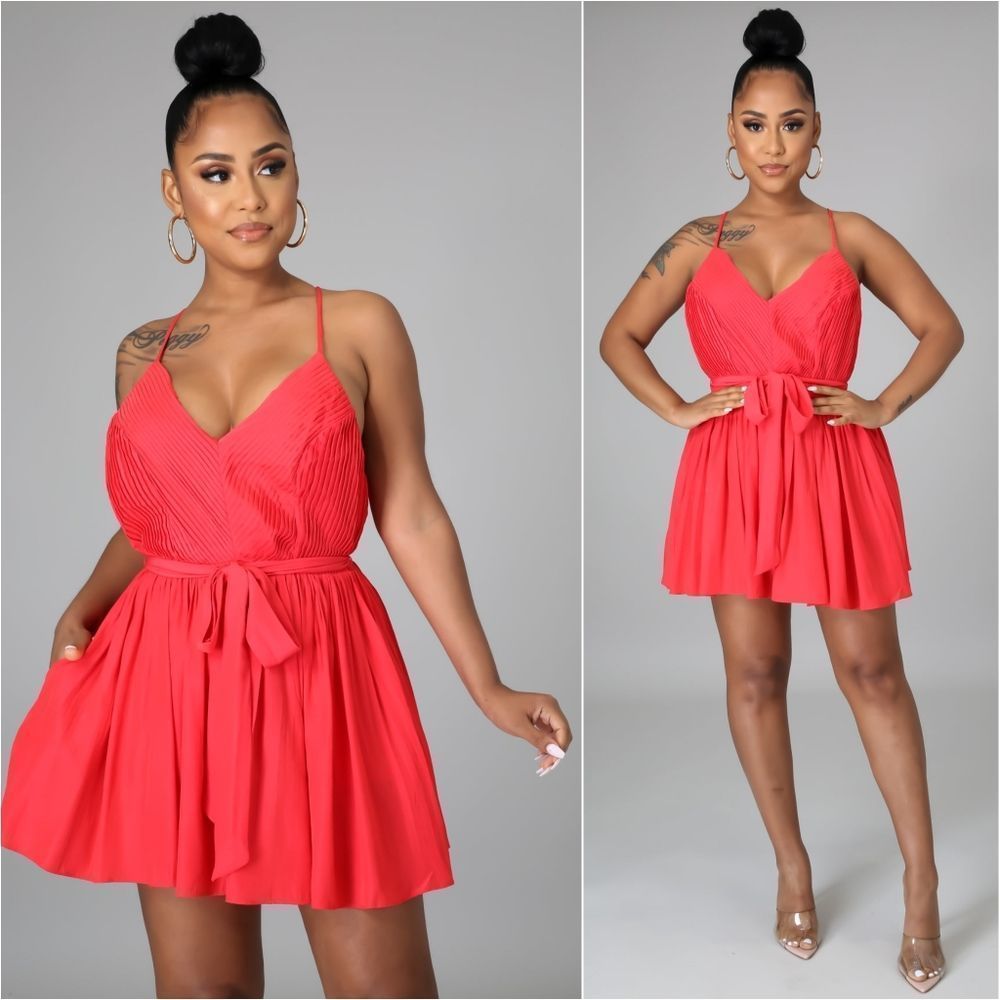 Scarlet Pleated Satin Romper - Picture 3 of 11